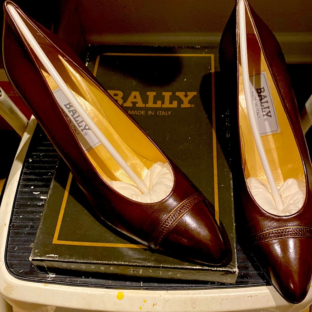 BALLY BROWN LEATHER HIGH HEELS made in Italy